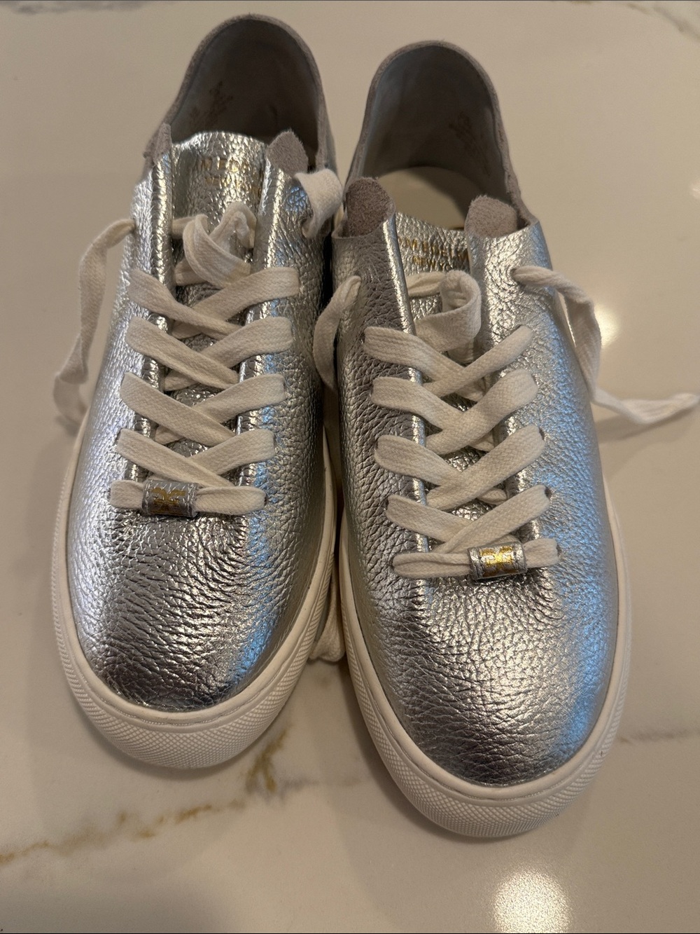 Sam Edelman Metallic Silver Lace-Up Women’s Sneakers - size 7.5 - NEW